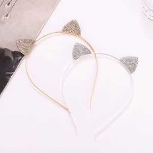 Schattige Kattenoren Strass Haarband Zinklegering Dunne Haarband Mode Haaraccessoires Voor Meisjes Vrouwen Feest Dagelijks