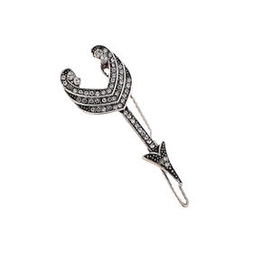Barrette géométrique vintage en alliage avec strass étincelants en finition vieil argent