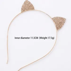 Glinsterende gouden kattenoren haarband met strass, 11,5 cm diameter en 17,5 g lichtgewicht ontwerp