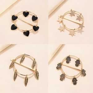 Fermagli per Capelli Circolari in Lega Vintage Con Pendenti Mano di Fatima Cuore Piuma Stella Barrettes in Metallo Donna
