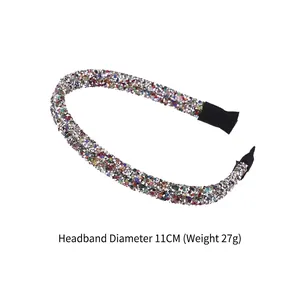 Cerchietto francese con paillettes colorate e doppia fila di strass diametro 11cm