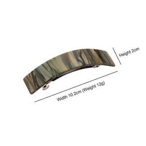 Acetate leopard hair claw clip for ponytail in dark green and brown marble texture