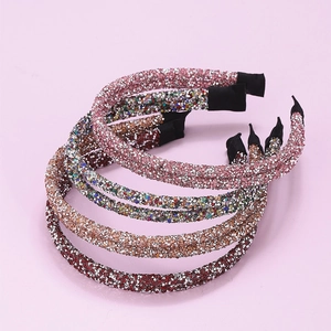 Set di sei cerchietti per capelli stile francese con strass colorati e paillettes
