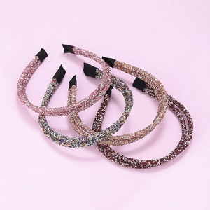 Set di quattro cerchietti francesi con paillettes e strass scintillanti in vari colori