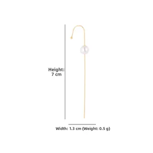 Detailed technical drawing of a gold lightning leaf ear crawler measuring 7cm by 1.3cm