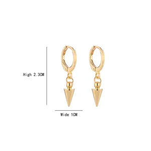 Orecchini pendenti a proiettile in oro minimalisti con ciondoli a cono e cerchi rotondi