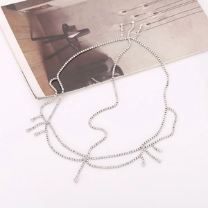 Chaîne de Tête Multicouche en Alliage Strass de Style Bohémien pour Femme Bijou de Cheveux Frontal à Gland Vintage pour Mariage Fête