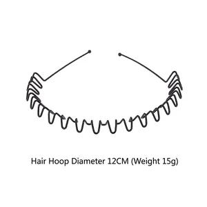 Unisex black wave metal headband with 12cm diameter and lightweight 15g design