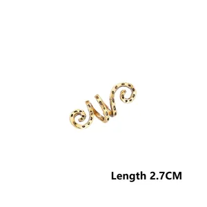 Ethnic spiral hair clip in gold with black dot texture, 2.7CM length for hair styling
