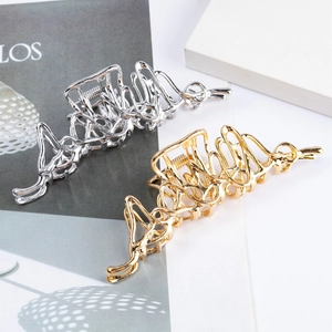 Pince à Cheveux Moderne en Métal Liquide Clip de Requin en Alliage Tordu Irrégulier pour Femmes Or Argent