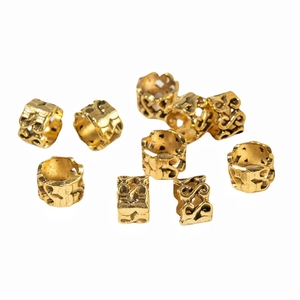 Lot de 9 perles dorées vintage creuses pour tresses spirales et accessoires de cheveux