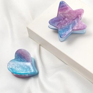 Pinces à Cheveux en Acétate Marbré Pailleté Dégradé Violet Bleu Rêveur Forme Étoile Cœur Épingles à Cheveux Femme Accessoire Coiffage