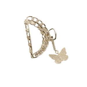 Pince à cheveux papillon dorée élégante avec design de chaîne pour coiffure féminine