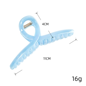 Large light blue translucent hair claw clip for women with 11cm cross design