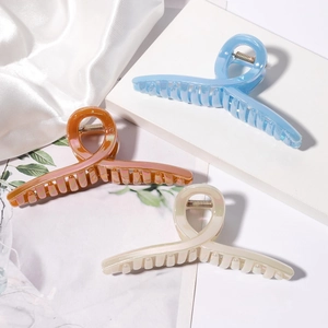 Large Hair Claw Clip Pearlescent Iridescent Plastic Hair Catch For Women Elegant Non-Slip Geometric Twisted Bath Hair Styling Accessories
