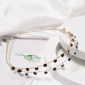 Elegant Thin Alloy Rhinestone Headband Simple Fashion Hair Hoop Minimalist Gold Silver Black Stone Headwear For Women Jewelry