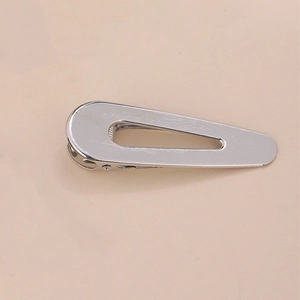 Polished silver hollow triangle hair clip with minimalist metal matte finish for women