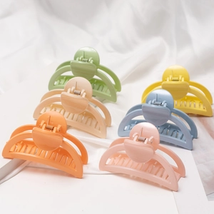Lot de 6 pinces à cheveux mates aux couleurs macarons crème jaune rose et bleu