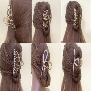 Metall Haarklammern Für Damen Hohl Bär Fischgräten Design Legierung Strass Künstliche Perle Dekorative Haaccessoires Elegant