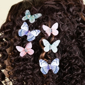 6-piece butterfly hair clip set with sparkling rhinestones for dreadlocks and braids