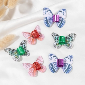 Butterfly Hair Clips Rhinestone Dreadlock Rings European American Style Printed Braid Jewelry For Women Fashion Headwear