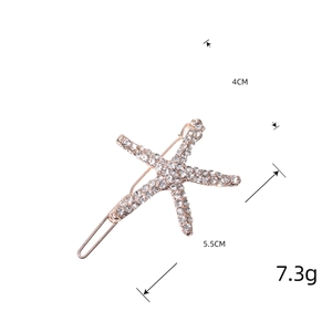 Eleganter roségoldener Seestern Haarrclip mit weißen Strasssteinen, Größe 4cm x 5.5cm