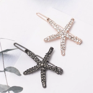 Elegante Seestern-Haarspangen mit Strass in Roségold und Schwarz für Damen