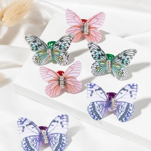 Exquisite butterfly hair rings for dreadlocks with sparkling rhinestones and colorful patterns