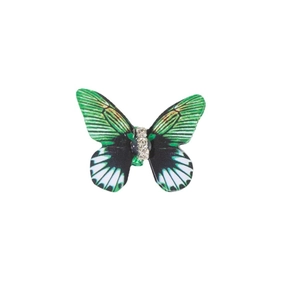 Green and black butterfly hair ring with crystal center for dreadlocks styling
