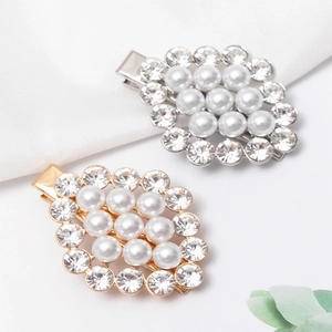 Eleganter Haarklammer Mit Kunstperlen Und Strass Legierung Gold Silber Entenschnabel Clip Koreanischer Stil Damen Haarschmuck