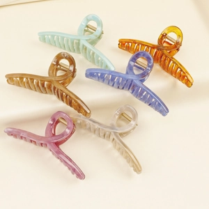 Large Plastic Matte Hair Claw Clip Marble Pattern Cross Geometric Hair Jaw Clip For Women Minimalist Hair Accessories