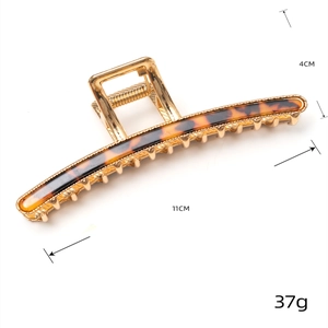 Large 11cm gold metal hair claw clip with tortoise shell resin inlay for thick hair