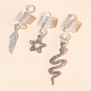 Anneaux de Dreadlocks en Alliage Vintage Accessoires de Bijoux de Tressage en Spirale Pendentifs Serpent Feuille Étoile