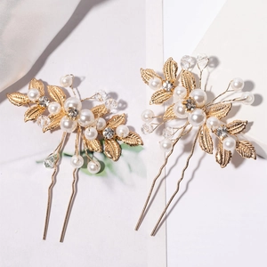 Elegante Legierung Künstliche Perle Kristall Blumen Haarnadeln U-Förmige Hochzeit Braut Haarnadeln Damen Luxus Bankett Party Haarschmuck Kopfschmuck