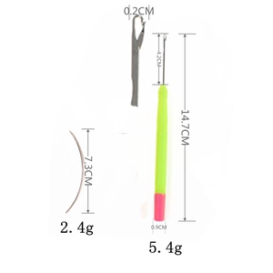 Loom dreadlock crochet tool set with green handle hook and curved metal sewing needle