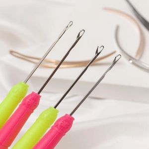 Double color latch hook crochet needles for hair extensions and professional braiding