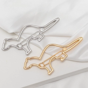 Minimalistischer Metall Dinosaurier Haarclip Für Damen Hohl Tierform Haarnadel Gold Silber Galvanisierter Mode Haarschmuck