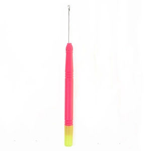 Pink and yellow latch hook tool for dreadlock hair extensions and crochet braiding