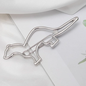 Silberne minimalistische Haarspange in Dinosaurierform aus polierter Metalllegierung