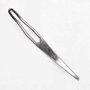 Close-up of a silver large-eye metal crochet hook for dreadlocks and hair extensions
