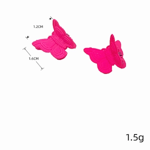 Mollette a farfalla rosa acceso in resina opaca con molla di dimensioni 1,2 cm