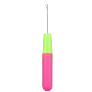 Green and pink plastic handle latch hook needle for dreadlocks hair extensions tool