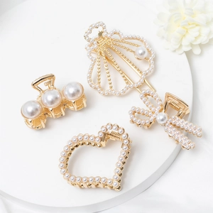Elegante Fermaglio Per Capelli In Metallo Stile Coreano Lega Künstliche Perle Sintetiche Strass Accessori Capelli Cuore Conchiglia Per Donna