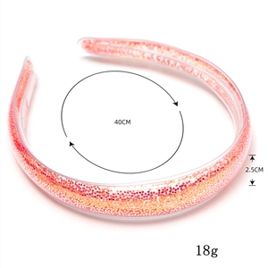 Serre-tête pailleté orange-pêche brillant, circonférence 40 cm et largeur de 2,5 cm