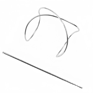 Minimalist silver irregular curved metal hair slide with crossing cage and pin set