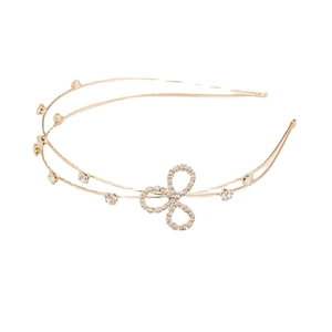 Serre-tête doré double épaisseur élégant avec strass clairs et charme floral chic