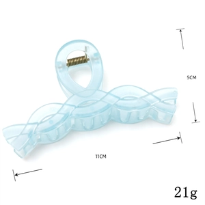 Matte light blue wavy hair claw clip, 11cm large resin shark clip for back of head