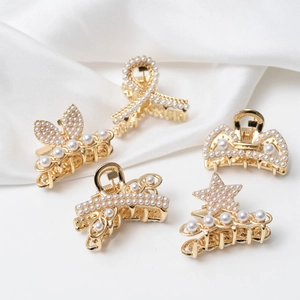 Mini Pinces à Cheveux en Alliage de Künstliche Perles Mode Coréenne Élégantes Petites Pinces en Métal pour Frange Femmes Filles