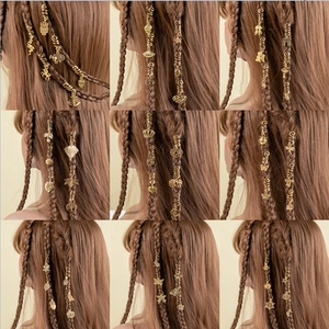 Bohemian Gold Spiral Hair Clips Dreadlock Accessories With Vintage Pendants Leaf Butterfly Heart Starfish For Women Girls