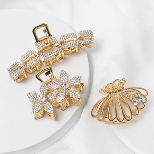 Pince à Cheveux en Métal Doré de Style Coréen Avec Strass Élégante Pince à Cheveux Géométrique Florale pour Femme Quotidien Fête